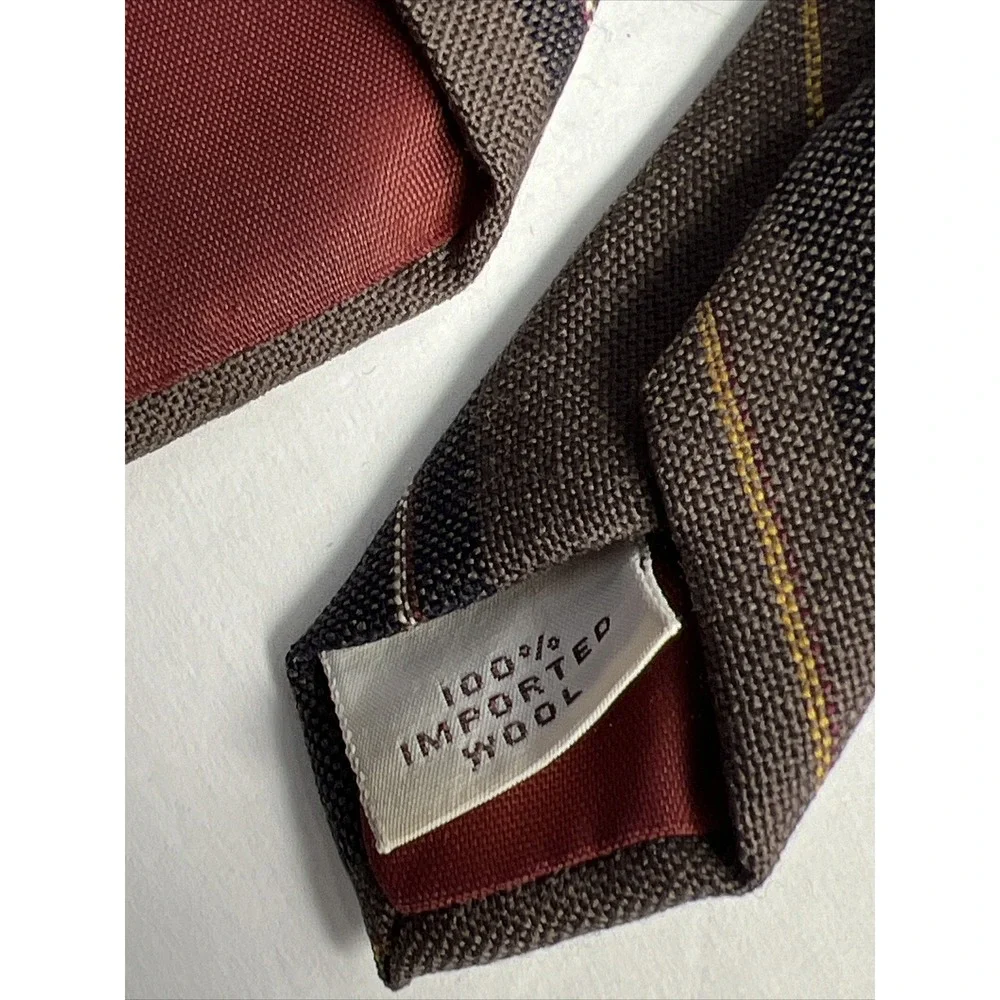 VTG Bert Pulitzer Necktie Mens Tie Tartan 100% Wool Multicolor Striped 3